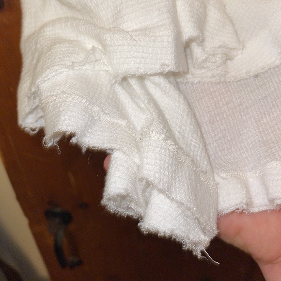 Free people white waffle texture tank with ruffle accent - Picture 9 of 9